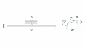 APLICA LED BAIE CHROME APP366-1W, 9W, 70 cm, CROM/ARGINTIU, DIN METAL CROMAT, STIL MODERN, TU - Img 8