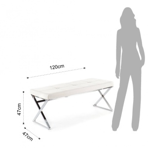 BANCHETA, MAXIM 120CM, CADRUL DIN METAL SI PIELE ECO, STIL MODERN, COD 1719 - Img 3