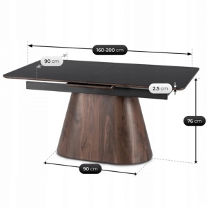 BEST PRICE!!! MASA EXTENSIBILA 160-200CM, ARTIM MEBLE, REALIZATA DIN METAL, LEMN SI MDF, CERAMICA, CULOARE NEGRU/NUC, STIL MODERN - Img 8