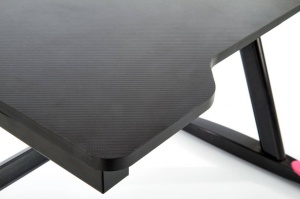 BIROU B40, CU ILUMINARE LED, NEGRU/ROSU, DIN MDF FURNIRUIT SI PICIOARE DIN METAL, STIL MODERN - Img 7