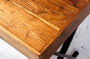 BIROU, ELEMENTS 120CM, DIN LEMN MASIV DE SHEESHAM SI PICIOARE METAL, COD 42224, STIL RETRO - Img 2