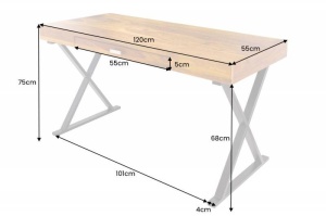 BIROU, ELEMENTS 120CM, DIN LEMN MASIV DE SHEESHAM SI PICIOARE METAL, COD 42224, STIL RETRO - Img 7