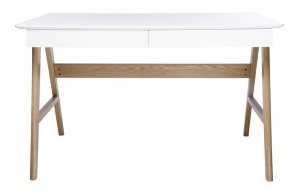 BIROU RIVA, ALB MAT/STEJAR, 120 CM, STIL SCANDINAV, B2 - Img 3