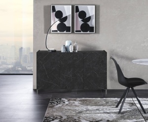 BUFET 130CM, EDDY BLACK, COD 4685, STIL MODERN, REALIZATA PANOURI LAMINATE, EFECT MARMURA NEAGRA - Img 3