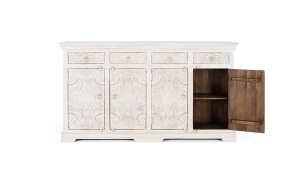 BUFET 180CM, ALB ANTICHIZAT, LEMN MASIV DE MANGO, REALIZAT MANUAL, GINER Y COLOMER - Img 2