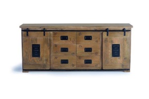 BUFET 190CM, DIN LEMN DE MANGO/METAL, 2 USI SI 6 SERTARE, GINER Y COLOMER - Img 2