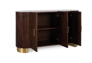 BUFET LIVING, 150CM, LEMN MASIV DE MANGO CU FINISAJ NUC SI MARMURA SINTETICA, DESIGN ELEGANT, ARTIM GROUP SELECTION - Img 3