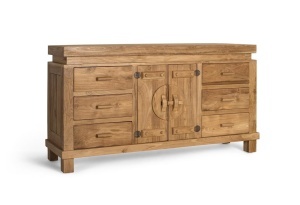 BUFET LIVING, 153CM, LEMN MASIV DE TEC, CULOARE NATUR, FINISAJ RUSTIC, ARTIM GROUP SELECTION