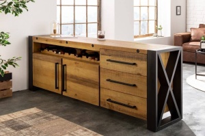 BUFET, THOR 195CM, DIN LEMN MASIV IN SI METAL, DESIGN INDUSTRIAL, ARTIM GROUP SELECTION