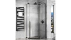 CABINA DE DUS REA DIAMOND, 80x80CM, NEGRU MAT, DIN STICLA, FARA CADITA, CALITATE SUPERIOARA - Img 2