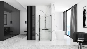 CABINA DE DUS REA SPACE IN, CULISANTA, 90x90CM, NEGRU, DIN STICLA, FARA CADITA, CALITATE SUPERIOARA - Img 3