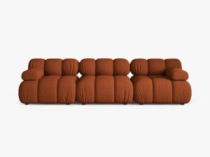 CANAPEA BELLIS, CU 3 LOCURI, CARAMIZIE, CU TAPITERIE DIN TEXTIL STRUCTURAT, MICADONI