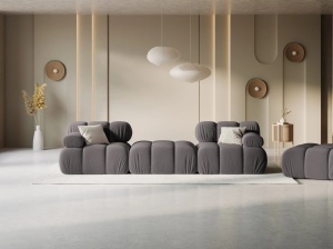 CANAPEA/COLTAR MODULAR BELLIS, 3 LOCURI, 188 CM, GRI INCHIS 97, TAPITERIE DIN CATIFEA, DESIGN DEOSEBIT