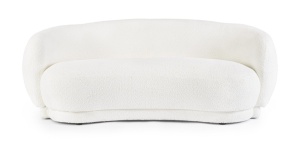 CANAPEA CU 2 LOCURI, TECLA ALBA, CONFECTIONATA DIN PLACAJ SOLID, SPUMA POLIURETANICA SI TEXTIL BOUCLE, STIL MODERN - Img 2