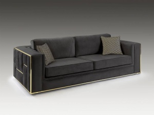 CANAPEA DE LUX, BERLIN, 9031371, 3 LOCURI, ANTRACIT/AURIU, DESIGN MODERN