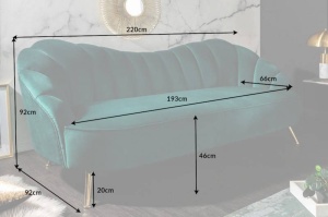 CANAPEA DEOSEBITA, 220CM, CATIFEA TURCOAZ, DESIGN RETRO, ARTIM GROUP SELECTION - Img 4