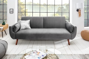 CANAPEA EXTENSIBILA, DIVANI II 215 CM, DIN CATIFEA GRI ARGINTIU, COD 40087 STIL MODERN - Img 1