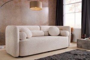CANAPEA LIVING 200CM, ART DECO, 3 LOCURI, MATERIAL BOUCLE BEJ, ARTIM GROUP SELECTION