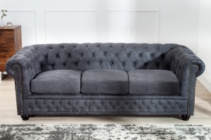 CANAPEA LUX, DESIGN ENGLEZESC CHESTERFIELD GRI 200CM, ARTIM GROUP SELECTION