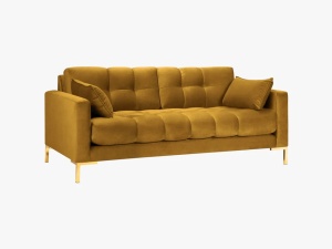CANAPEA MAMAIA, 2 LOCURI, 152 CM, GALBEN 68/AURIU, TAPITERIE DIN CATIFEA, DESIGN DEOSEBIT - Img 2