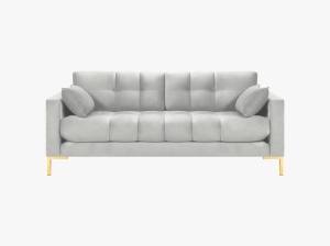 CANAPEA MAMAIA, 2 LOCURI, 152 CM, GRI DESCHIS 03/AURIU, TAPITERIE DIN CATIFEA, DESIGN DEOSEBIT - Img 3