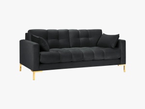 CANAPEA MAMAIA, 2 LOCURI, 152 CM, GRI INCHIS 18/AURIU, TAPITERIE DIN CATIFEA, DESIGN DEOSEBIT - Img 2