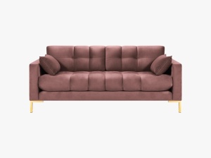 CANAPEA MAMAIA, 2 LOCURI, 152 CM, ROZ 52/AURIU, TAPITERIE DIN CATIFEA, DESIGN DEOSEBIT - Img 3