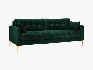 CANAPEA MAMAIA, 3 LOCURI, 177 CM, VERDE SMARALD 78/AURIU, TAPITERIE DIN CATIFEA, DESIGN DEOSEBIT