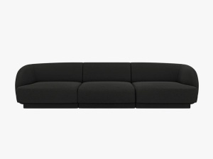 CANAPEA MILEY, CU 3 LOCURI, NEGRU, CU TAPITERIE DIN TEXTIL BOUCLE BALOO, MICADONI - Img 2