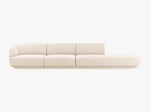 CANAPEA MILEY, CU 4 LOCURI, PE DREAPTA, BEJ FILDES, CU TAPITERIE DIN TEXTIL CHENILLE, MICADONI