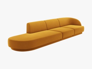 CANAPEA MILEY STANGA, 4 LOCURI, 325 CM, GALBEN 68, TAPITERIE DIN CATIFEA, DESIGN DEOSEBIT
