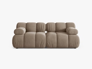 CANAPEA MODULARA BELLIS, CU 2 LOCURI, CAPPUCCINO, CU TAPITERIE DIN CATIFEA BLUVEL, MICADONI