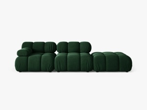 CANAPEA MODULARA BELLIS, PE DREAPTA, VERDE SMARALD, CU TAPITERIE DIN CATIFEA BLUVEL, MICADONI