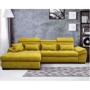 CANAPEA NATIK NEW, MODEL STANGA, MUSTAR, DIN TEXTIL ALFA, EXTENSIBIL, SPATIU DEPOZITARE, STIL MODERN, TK - Img 1