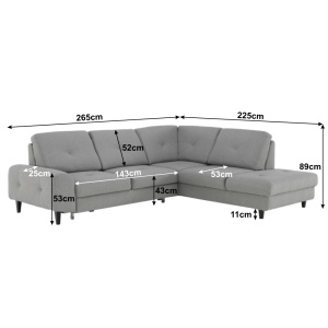 CANAPEA PRAGA, MODEL DREAPTA, GRI, DIN STOFA, EXTENSIBILA, SPATIU DEPOZITARE, STIL MODERN, TK - Img 3