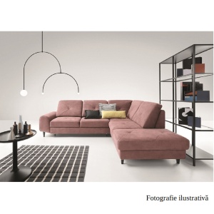 CANAPEA PRAGA, MODEL DREAPTA, ROZ PUDRA, DIN STOFA, EXTENSIBILA, SPATIU DEPOZITARE, STIL MODERN, TK - Img 1