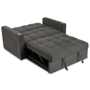 CANAPEA RABATABILA, ARTIM MEBLE, REALIZAT DIN MATERIAL TEXTIL NEAGRA SI METAL, STIL MODERN