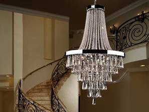 CANDELABRU PALACE, 170/270 CM, CROM/FUMURIU/TRANSPARENT, DIN METAL SI STICLA, STIL MODERN