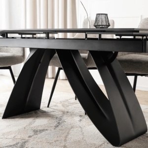 CEL MAI MIC PRET!!!MASA EXTENSIBILA 160-220CM, ARTIM MEBLE, REALIZATA DIN METAL SI CERAMICA, CULOARE MARMURA NEAGRA/NEGRU, STIL MODERN - Img 5