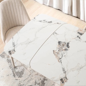 CEL MAI MIC PRET!!!MASA EXTENSIBILA 160-240CM, ARTIM MEBLE, REALIZATA DIN METAL SI CERAMICA, CULOARE MARMURA ALBA/CREM, STIL MODERN - Img 8
