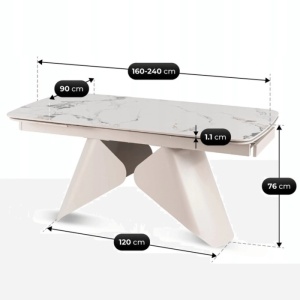 CEL MAI MIC PRET!!!MASA EXTENSIBILA 160-240CM, ARTIM MEBLE, REALIZATA DIN METAL SI CERAMICA, CULOARE MARMURA ALBA/CREM, STIL MODERN - Img 11