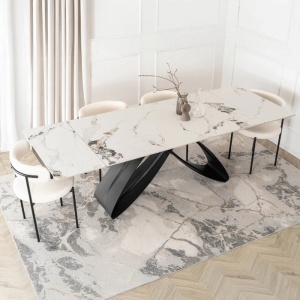 CEL MAI MIC PRET!!!MASA EXTENSIBILA 160-240CM, ARTIM MEBLE, REALIZATA DIN METAL SI CERAMICA, CULOARE MARMURA ALBA/NEGRU, STIL MODERN - Img 2
