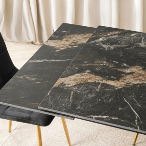 CEL MAI MIC PRET!!!MASA EXTENSIBILA 160-240CM, ARTIM MEBLE, REALIZATA DIN METAL SI CERAMICA, CULOARE MARMURA NEAGRA/AURIE, STIL MODERN - Img 4