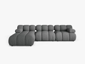 COLTAR BELLIS, CU 4 LOCURI, GRI, CU TAPITERIE DIN TEXTIL STRUCTURAT LIBERTY, MICADONI