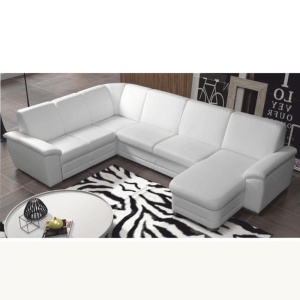 COLTAR BITER U, TIP U, MODEL DREAPTA, ALB, DIN PIELE ECOLOGICA, EXTENSIBIL, SPATIU DEPOZITARE, STIL MODERN, TK - Img 1
