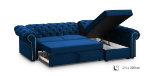 COLTAR EXTENSIBIL 278 CM, VALENTINO L DREAPTA, ALBASTRU, DIN STOFA DE CALITATE SUPERIOARA - Img 5