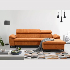 COLTAR EXTENSIBIL DREAPTA, COLIN 274CM, DIN TEXTIL FOARTE FIN DE CULOARE CUPRU, CONFORT SPORIT - Img 7