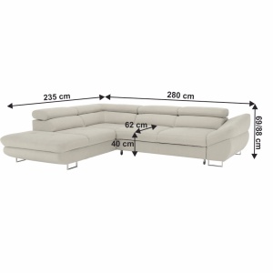 COLTAR FABIA, MODEL STANGA, GREJ TAUPE, DIN TEXTIL/TESATURA, EXTENSIBIL, STIL MODERN, TK - Img 6