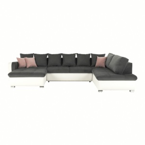COLTAR KASTOR, TIP U, DREAPTA, GRI/ALB SI ROZ PUDRA, DIN PIELE ECOLOGICA SI TEXTIL, EXTENSIBIL, STIL MODERN, TK - Img 6
