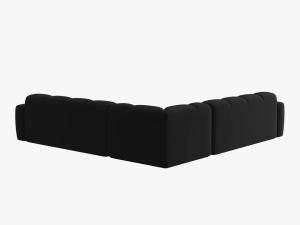 COLTAR LISA, 6 LOCURI, 310 CM, NEGRU, TAPITERIE DIN CATIFEA, DESIGN DEOSEBIT - Img 4